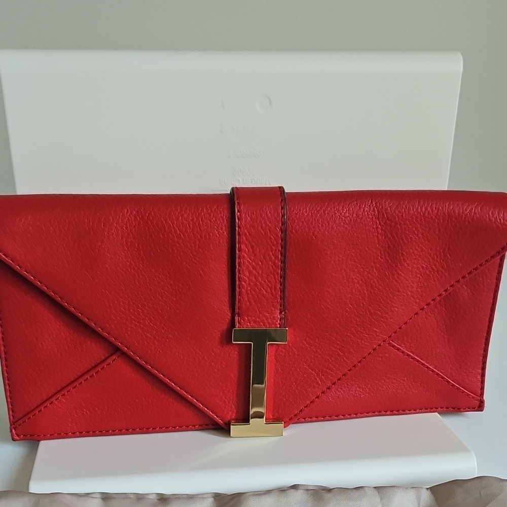 Elegant Red Clutch with Gold Accent